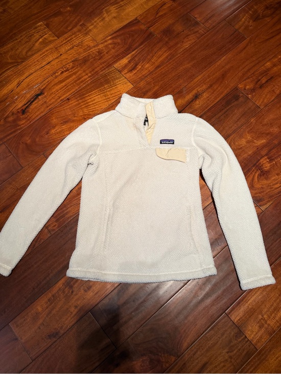 Patagonia Sweaters - Patagonia Women's Cream Synchilla Cowl Neck Pullover with Chest Pocket